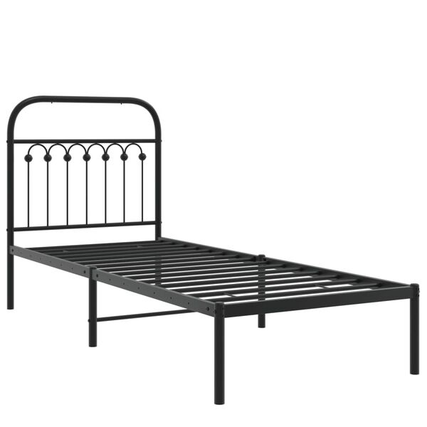 vidaXL Estructura cama sin colch&oacute;n con cabecero metal negro 75x190 cm