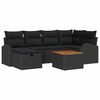 vidaXL Conjunto de sof&aacute;s de jard&iacute;n 7 uds. Negro rat&aacute;n sint&eacute;tico