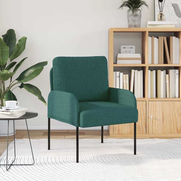 vidaXL Sof&aacute;s con coj&iacute;n 55cm Verde oscuro Madera contrachapada
