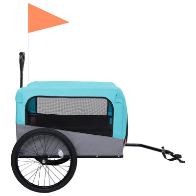 vidaXL Remolque de bicicleta para mascotas cochecito 2 en 1 azul gris