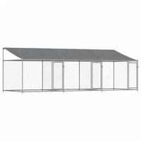 vidaXL Jaula de perros techo y puertas acero galvanizado gris 6x2x2 m