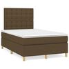 vidaXL Cama box spring con colch&oacute;n y LED tela marr&oacute;n oscuro 120x190 cm