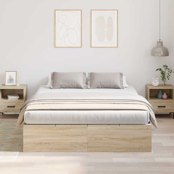 vidaXL Cama con almacenamiento Roble Sonoma 160 x 200 cm