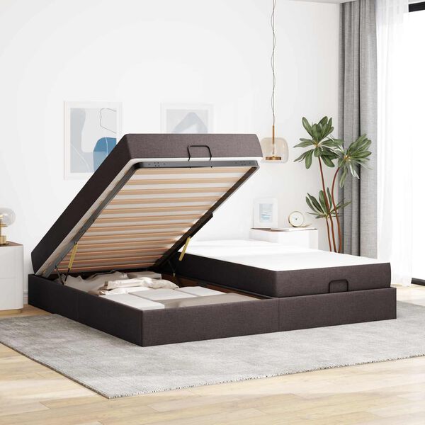 vidaXL Estructura de cama con colch&oacute;n con colch&oacute;n 2 pcs Canela tela