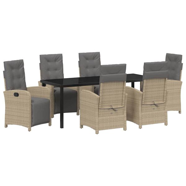 vidaXL Conjunto de Comedor de Jard&iacute;n 7 pcs Beige rat&aacute;n sint&eacute;tico