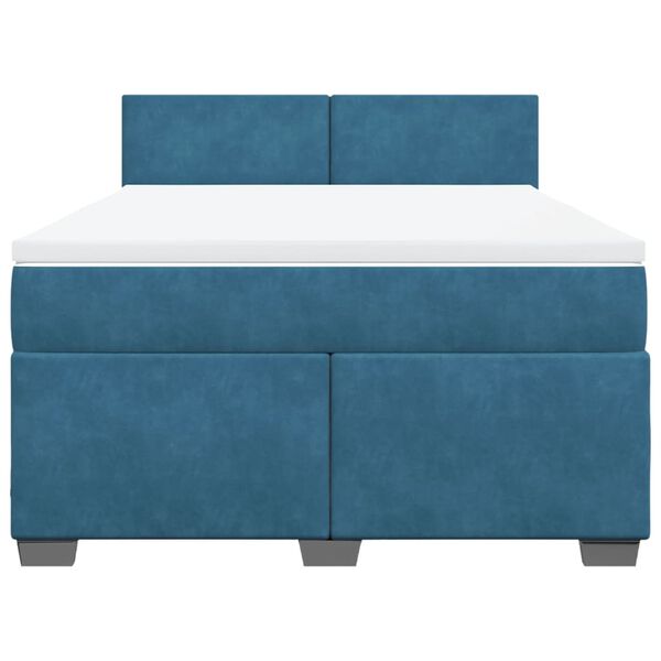 vidaXL Cama box spring con colch&oacute;n terciopelo azul 160x200 cm