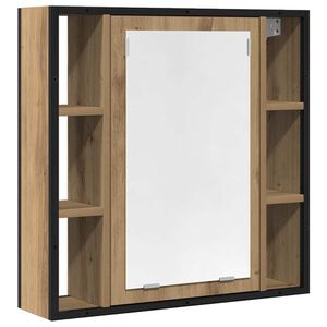 vidaXL Mueble de ba&ntilde;o con espejo de roble artesanal 60x16x60 cm
