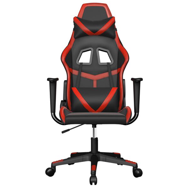 vidaXL Silla gaming de masaje cuero sint&eacute;tico negro y rojo