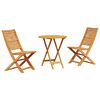 vidaXL Conjunto de Bistro Plegable 3 uds. Marr&oacute;n