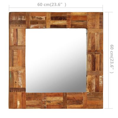 vidaXL Espejo de pared madera maciza de traviesas del tren 60x60 cm
