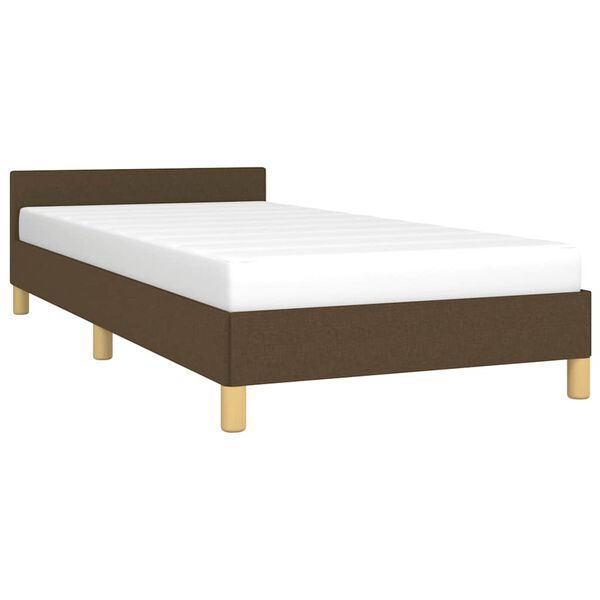vidaXL Estructura de cama sin colch&oacute;n tela marr&oacute;n oscuro 90x200 cm