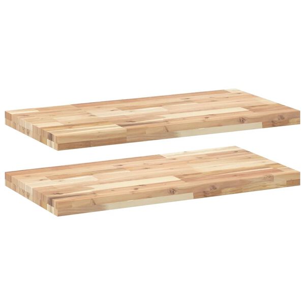 vidaXL Estantes flotantes 2 uds madera acacia sin tratar 100x40x4 cm