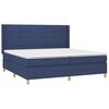 vidaXL Cama box spring colch&oacute;n y luces LED tela azul 200x200 cm