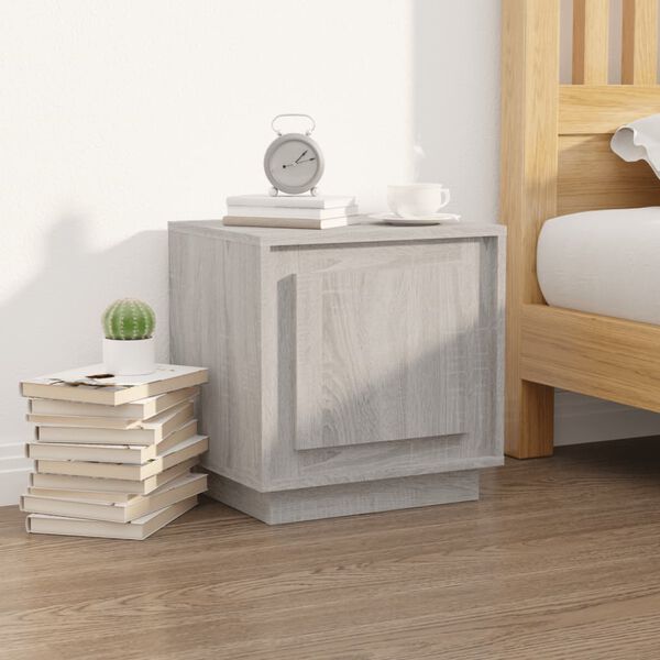 vidaXL Mesita de noche madera contrachapada gris sonoma 44x35x45 cm