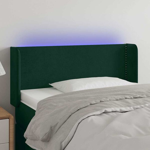vidaXL Cabecero con LED de terciopelo verde oscuro 83x16x78/88 cm