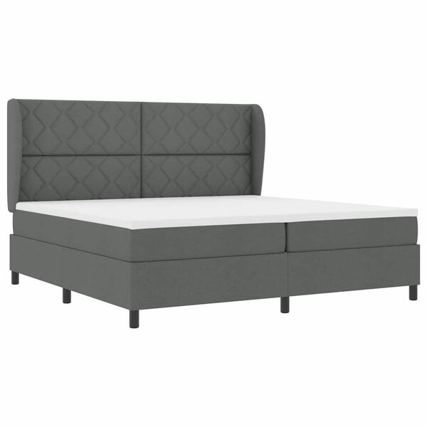 vidaXL Cama tipo Box Spring con colch&oacute;n Gris oscuro 200 x 200 cm tela