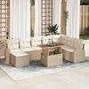 vidaXL Conjunto de sof&aacute; de jard&iacute;n 9 pcs Beige Polirat&aacute;n