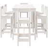 vidaXL Set de mesa y taburetes altos jardín 7 pzas madera pino blanco