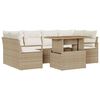 vidaXL Conjunto de sof&aacute; de jard&iacute;n 7 uds. Beige Polirat&aacute;n