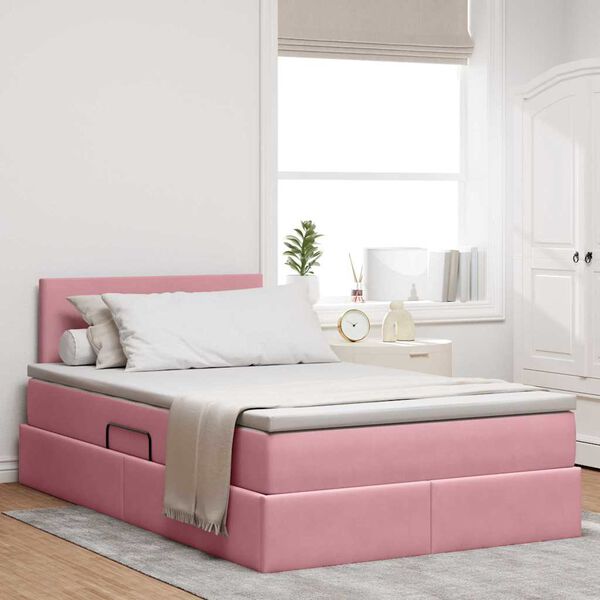 vidaXL Cama con almacenamiento Rosa 120 x 200 cm Terciopelo