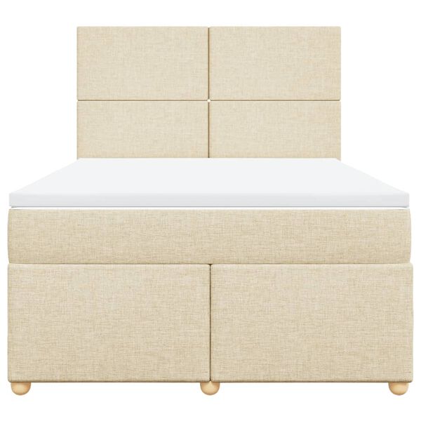 vidaXL Cama box spring con colch&oacute;n tela color crema 140x190 cm