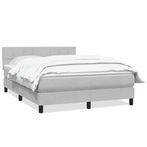 vidaXL Cama box spring con colch&oacute;n terciopelo gris claro 160x210 cm