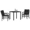 vidaXL Conjunto de Comedor de Jard&iacute;n 3 pcs Negro rat&aacute;n sint&eacute;tico