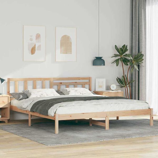 vidaXL Estructura de cama Marr&oacute;n 180 x 200 cm Madera de pino macizo