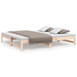 vidaXL Sof&aacute; cama extra&iacute;ble madera maciza de pino 2x(90x190) cm