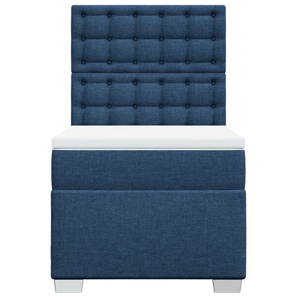 vidaXL Cama box spring con colch&oacute;n tela azul 100x200 cm
