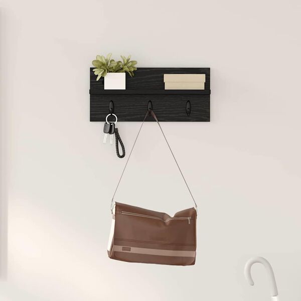 vidaXL Perchero de pared con estante Roble negro 40 x 10.5 x 18 cm