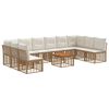vidaXL Conjunto de sof&aacute;s de exterior 11 pcs Natural y Crema Poli&eacute;ster