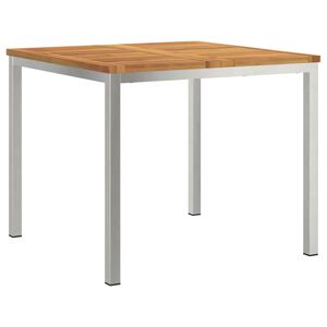 vidaXL Mesa de Comedor Madera de Acacia S&oacute;lida y Acero Inoxidable