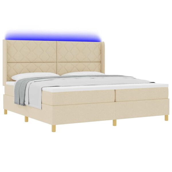vidaXL Cama tipo Box Spring con colch&oacute;n Crema 200 x 200 cm tela