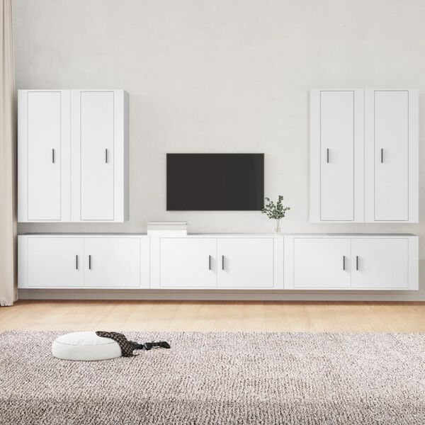 vidaXL Set de muebles para TV 7 piezas madera contrachapada blanco