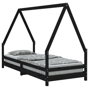 vidaXL Estructura de cama para ni&ntilde;os madera de pino negro 90x200 cm