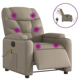 vidaXL Sill&oacute;n reclinable de masaje el&eacute;ctrico cuero sint&eacute;tico capuchino