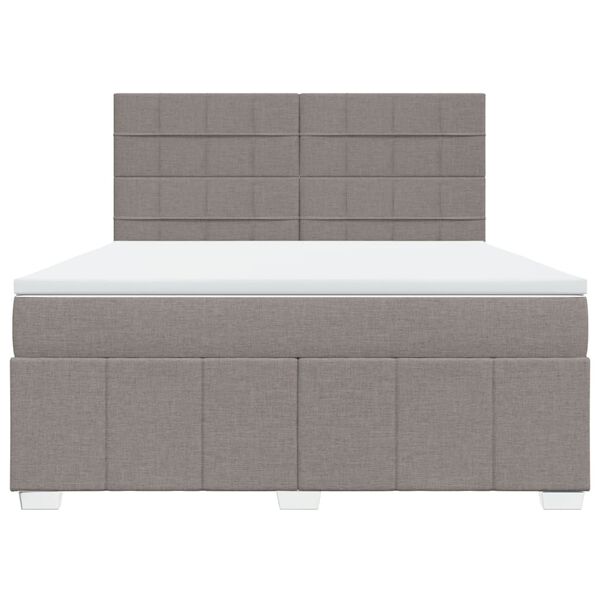 vidaXL Cama box spring con colch&oacute;n tela gris taupe 180x200 cm