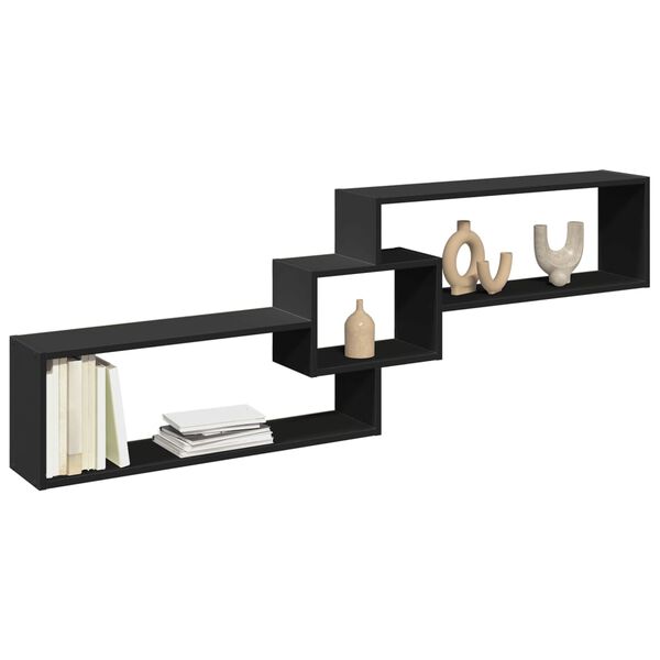 vidaXL Armario de pared madera de ingenier&iacute;a negro 158x18x53 cm