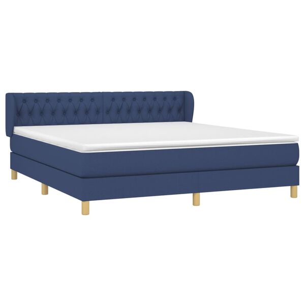 vidaXL Cama box spring con colch&oacute;n tela azul 180x200 cm