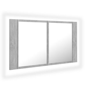 vidaXL Armario espejo ba&ntilde;o luz LED acr&iacute;lico gris hormig&oacute;n 80x12x45 cm