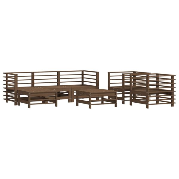 vidaXL Juego de muebles jard&iacute;n 7 pzas madera maciza pino marr&oacute;n miel