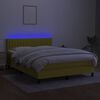 vidaXL Cama box spring colch&oacute;n y luces LED tela azul 140x190 cm