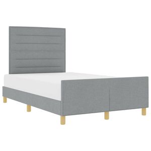 vidaXL Estructura de cama con cabecera Gris claro 140 x 200 cm tela