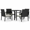 vidaXL Conjunto de comedor de jard&iacute;n 5 piezas rat&aacute;n sint&eacute;tico negro