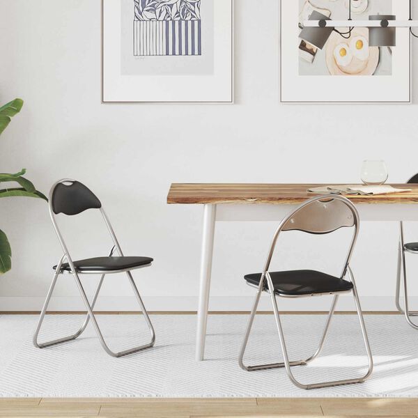 vidaXL Silla Plegable 2 pcs Negro y Gris 48 x 43,5 x 81 cm