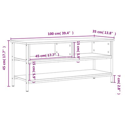 vidaXL Mueble para TV madera contrachapada roble ahumado 100x35x45 cm