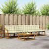 vidaXL Conjunto de sof&aacute;s de exterior con coj&iacute;n 5 pcs Natural y Crema