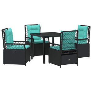 vidaXL Conjunto de Comedor de Jardín 5 pcs Negro ratán sintético