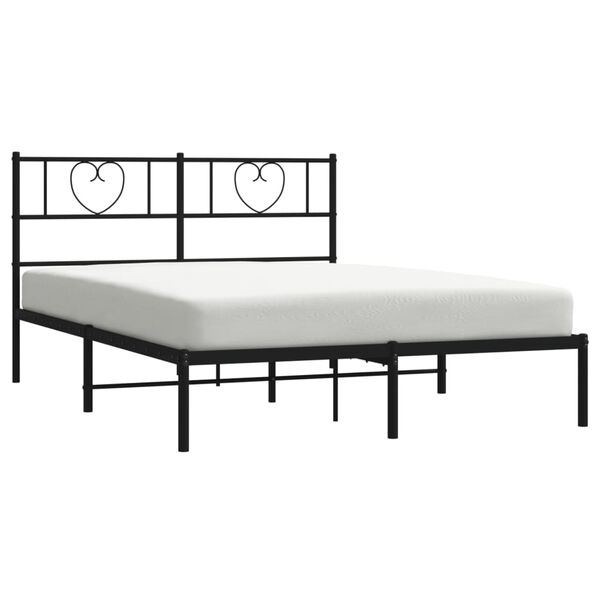 vidaXL Estructura cama sin colch&oacute;n con cabecero metal negro 140x200 cm
